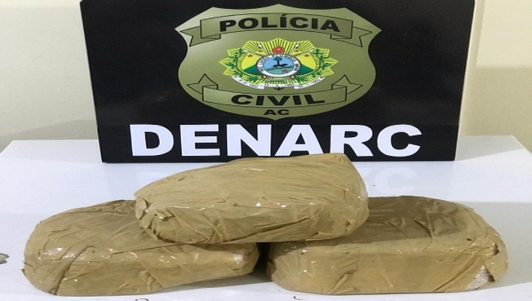 Polícia Civil do Acre apreende três quilos de cocaína refinada e prende um em flagrante